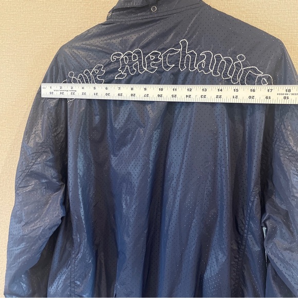 Live Mechanics Moto Jacket Well Established Black Striped Windbreaker XLarge Vtg - Picture 11 of 14